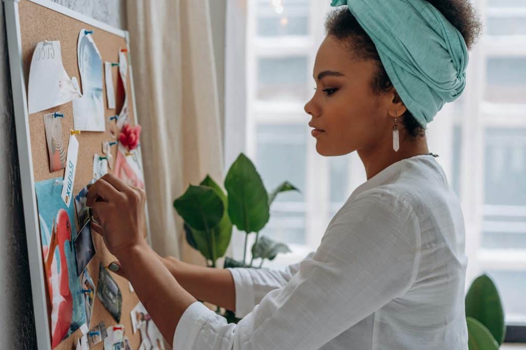 woman working on her collage