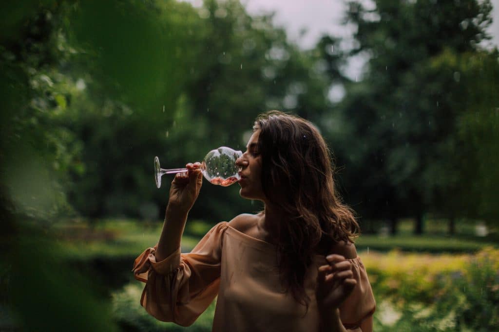 woman drinking wine