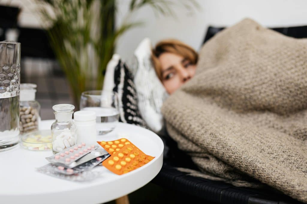 woman in bed thinking about xanax